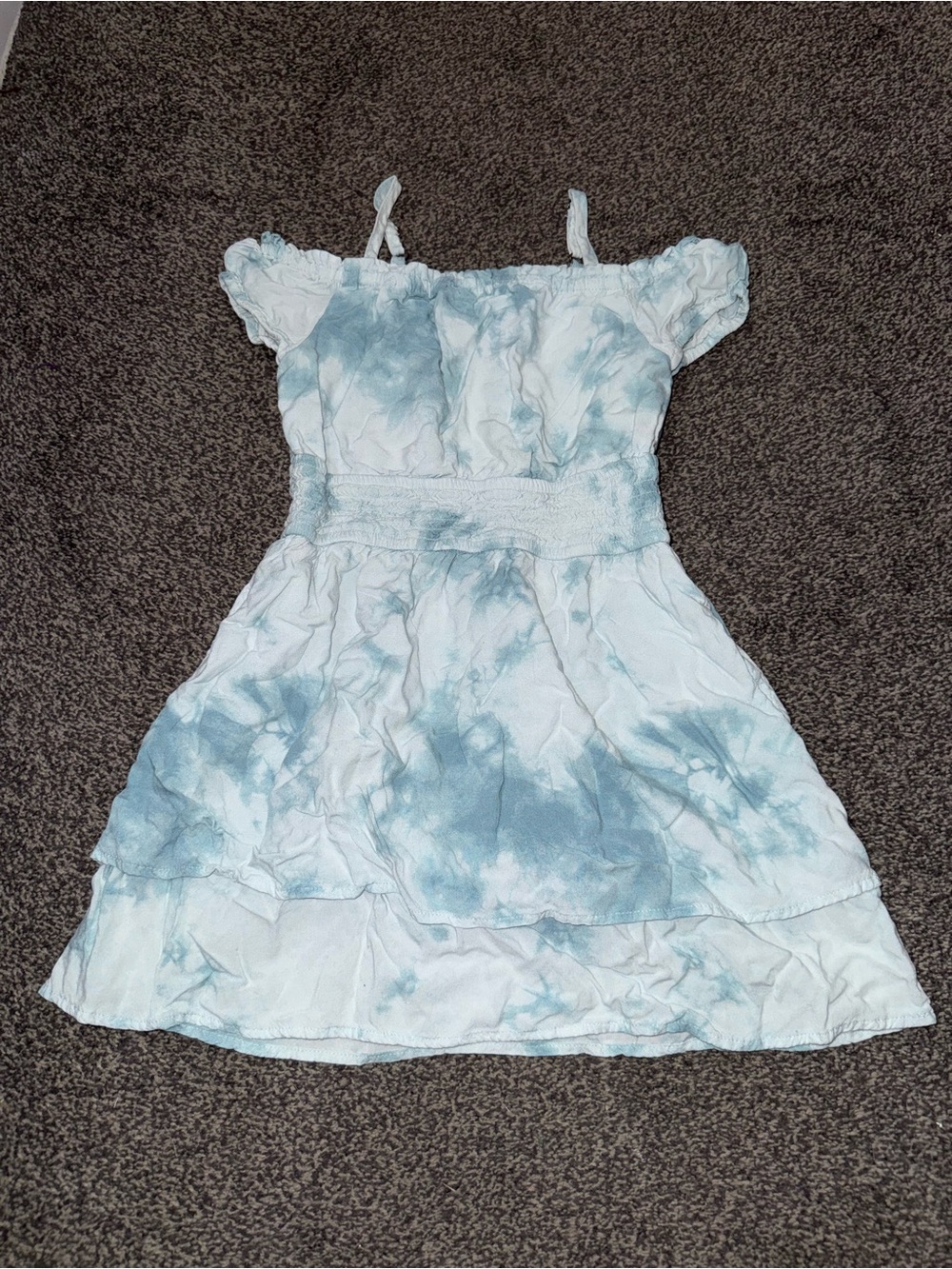 Abercrombie Kids Girls Blue Tie-Dye Dress Size 5/6 Flowy Summer Dress